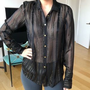 Black and Gold FRAME silk button down blouse